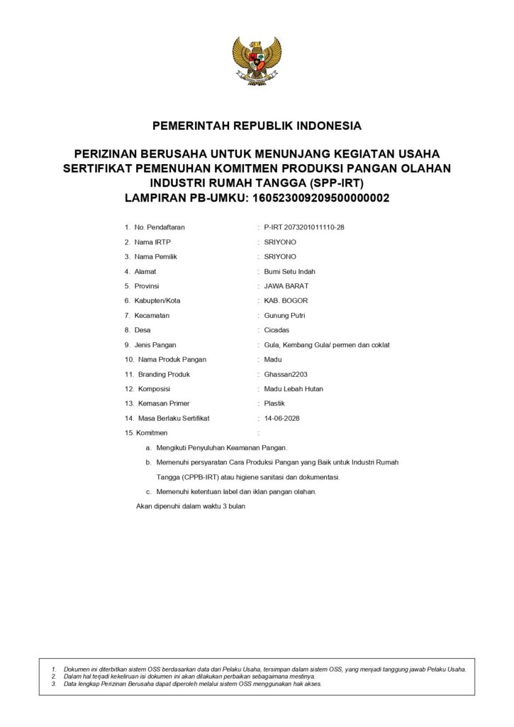 BPOM Ghassan2203 Madu Asli Lebah Hutan Liar